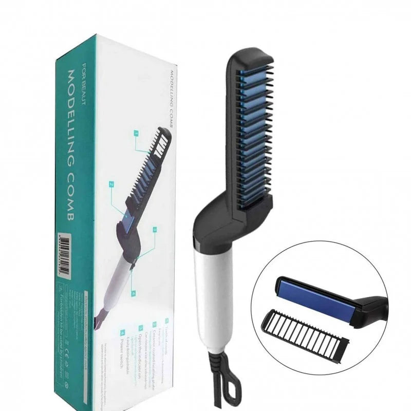 2-in-1 Beard Straightener & Styling Comb – Men’s Grooming Brush