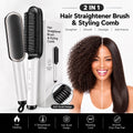 2-in-1 Hair Straightener Brush & Styling Comb – Anti-Scald Ceramic Heated Hair Styler