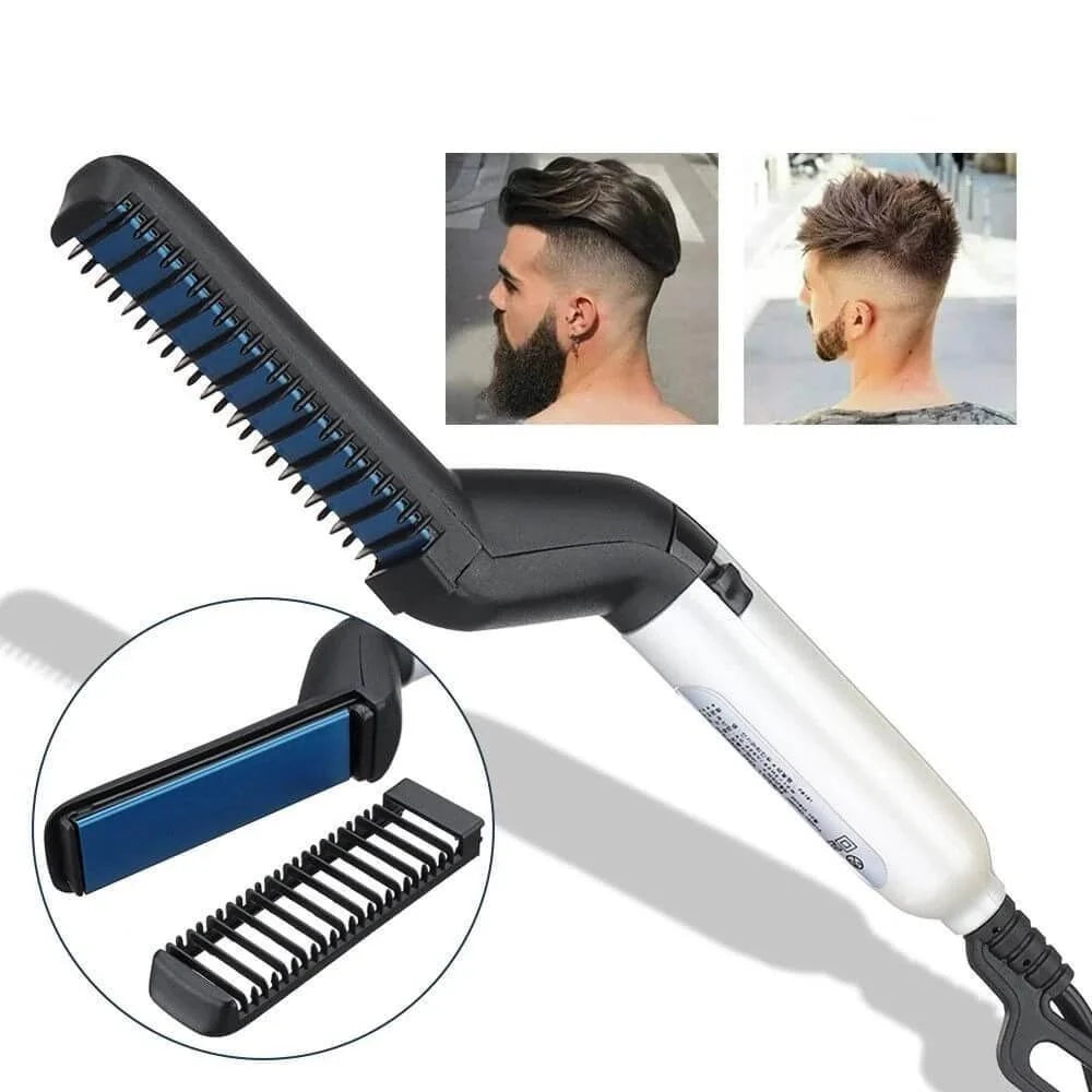 2-in-1 Beard Straightener & Styling Comb – Men’s Grooming Brush